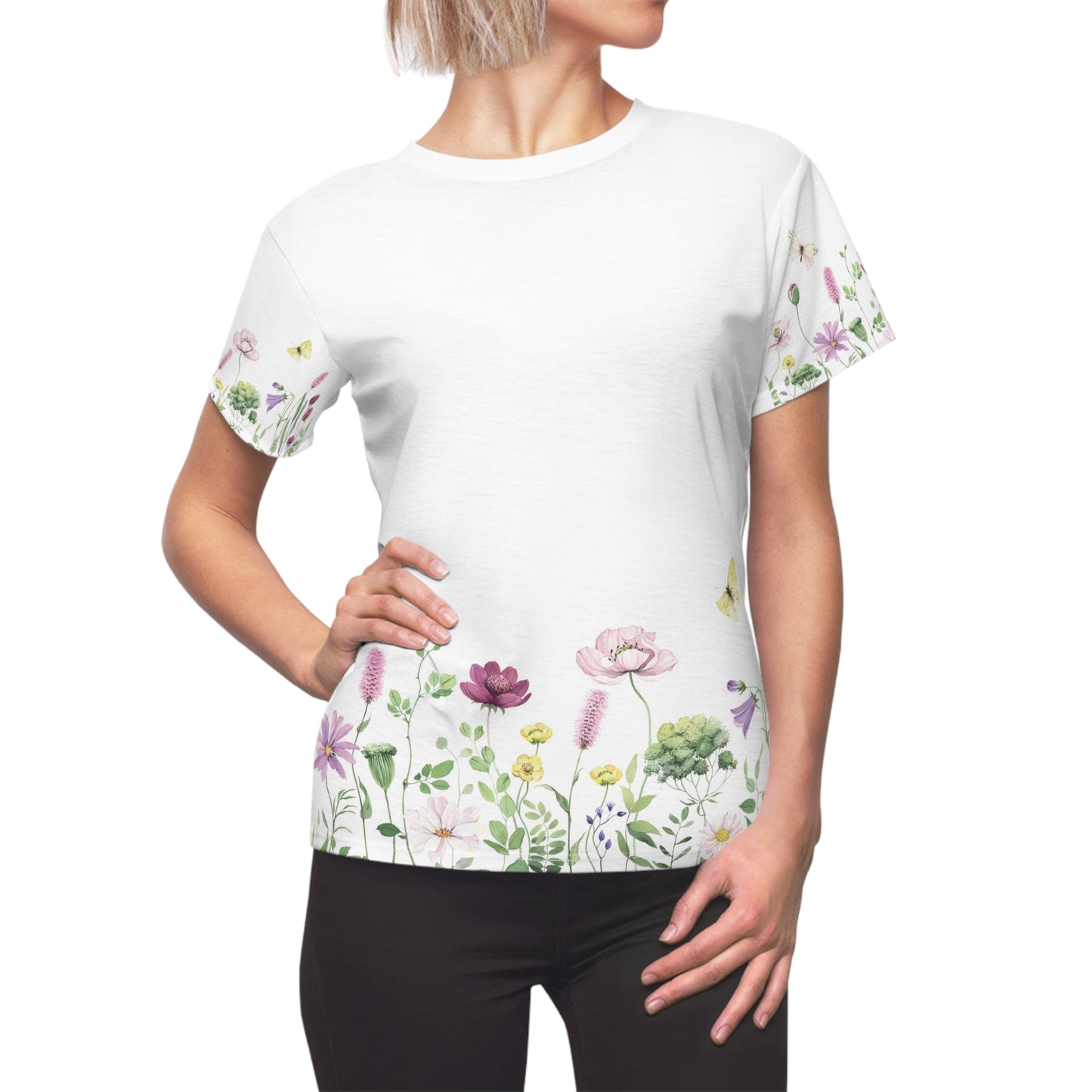 Floral Garden Tee - Nature-Inspired Women's Cut & Sew T-Shirt for Summer Days, Gift for Nature Lovers, Casual Wear, Eco-Friendly Comfort