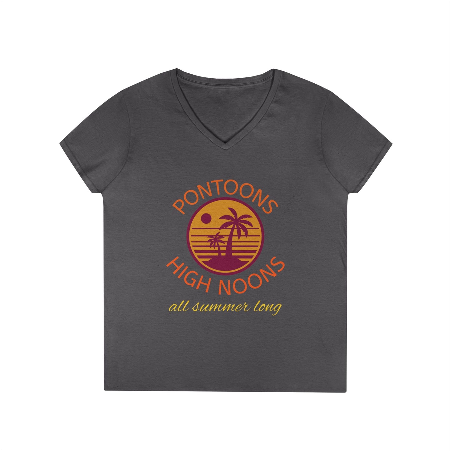 Summer Vibes Ladies' V-Neck T-Shirt - Pontoons High Noons Design