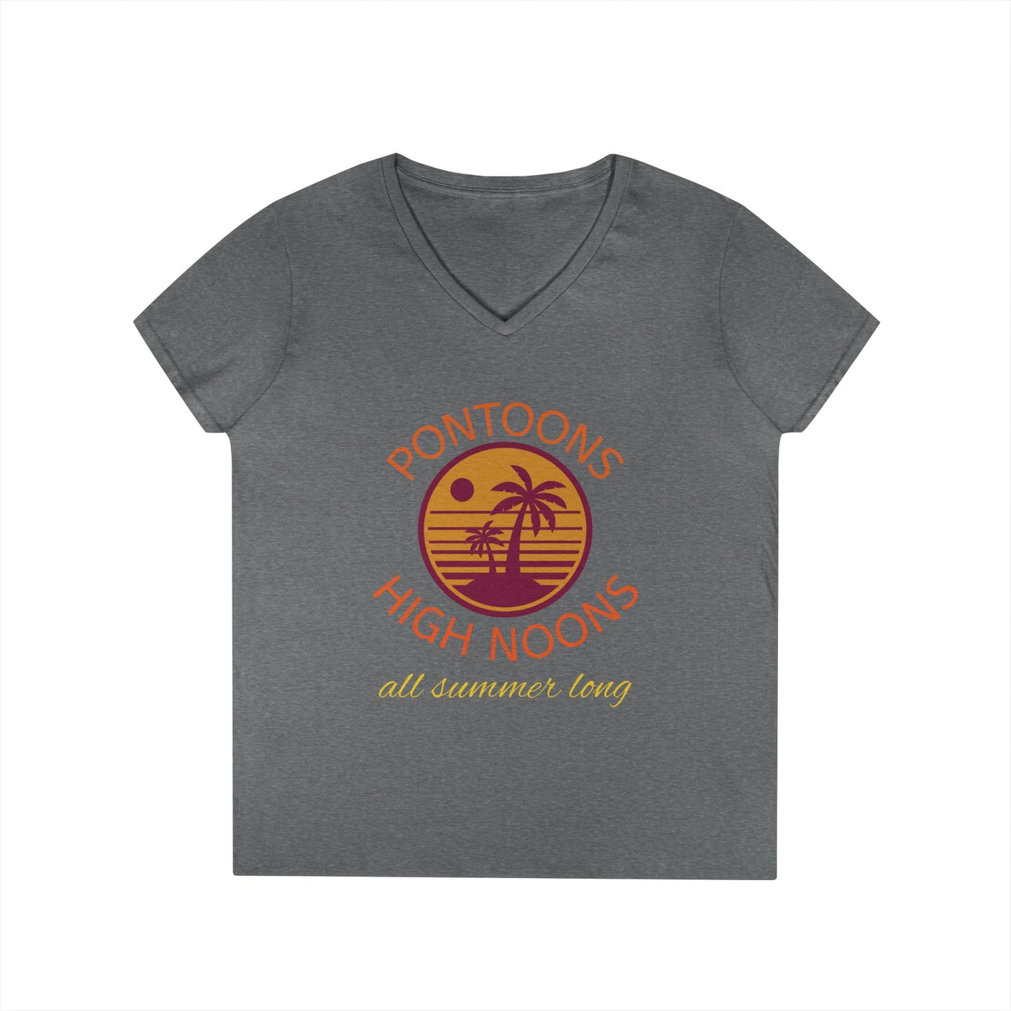 Summer Vibes Ladies' V-Neck T-Shirt - Pontoons High Noons Design