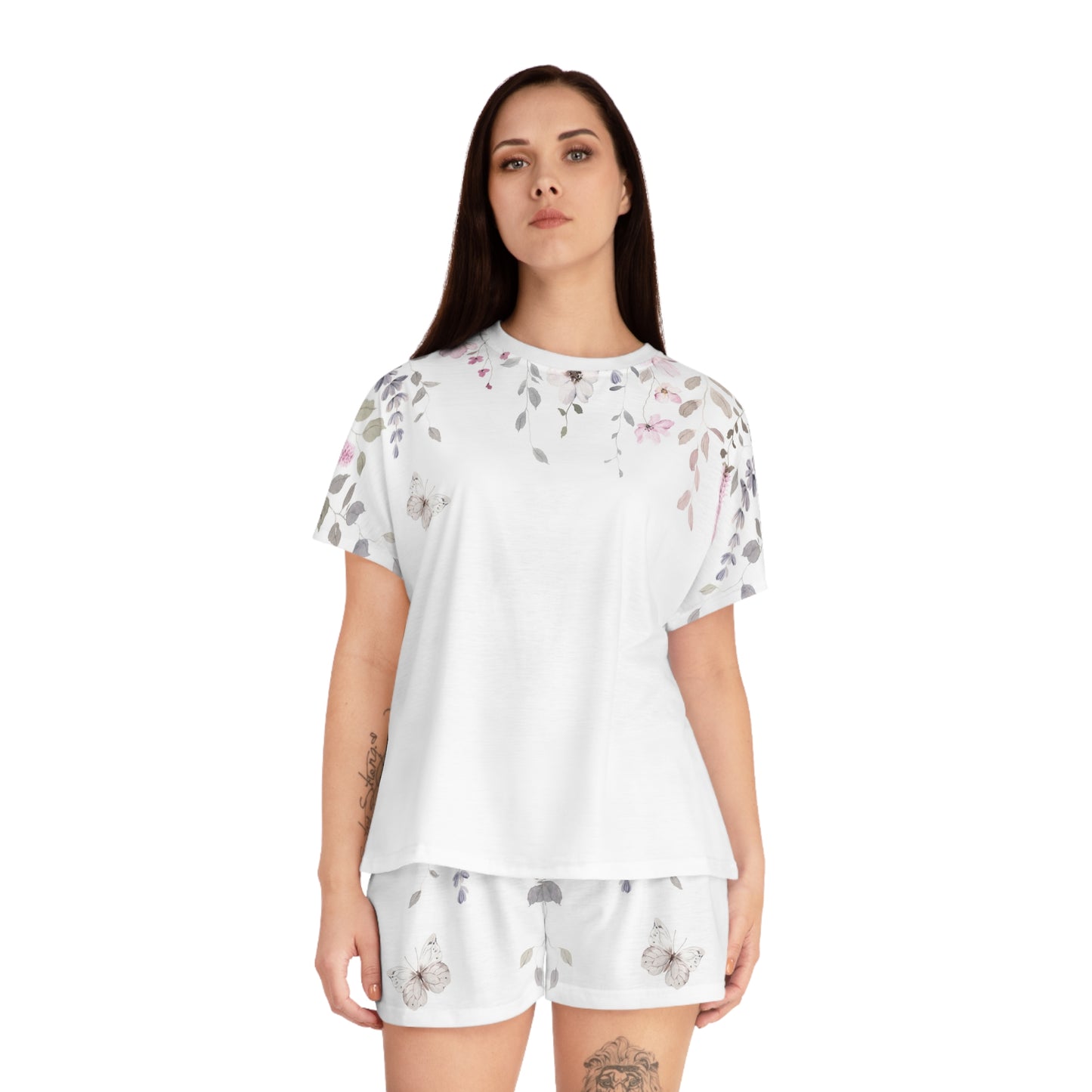 Floral Women's Short Pajama Set | Cozy Sleepwear, Cute Loungewear, Butterfly Print, Summer Nights, Gift for Her