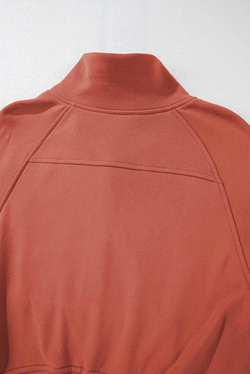 Green Fleece Lined Zip Up Stand Collar Thumbhole Sleeve Sweatshirt