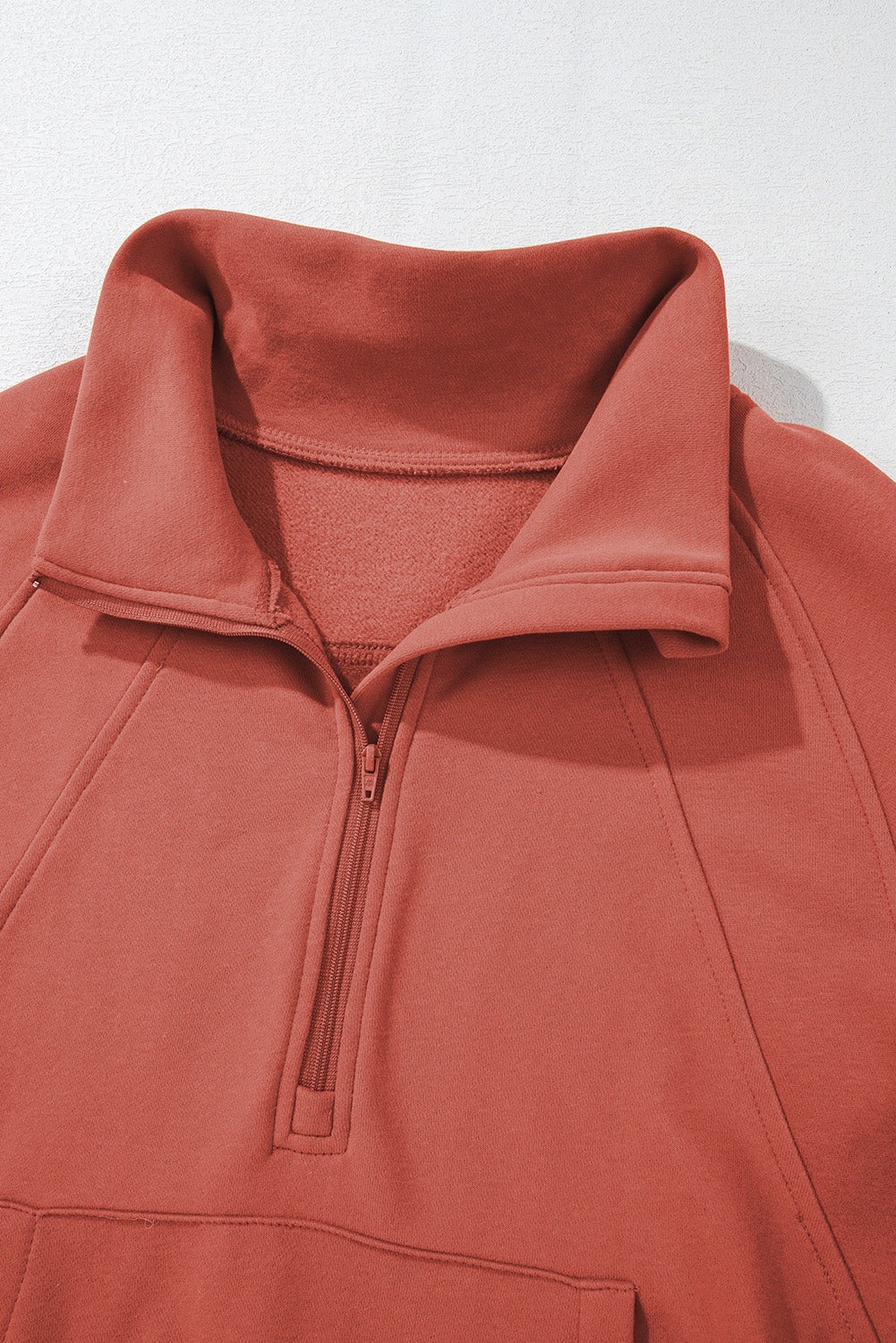 Green Fleece Lined Zip Up Stand Collar Thumbhole Sleeve Sweatshirt