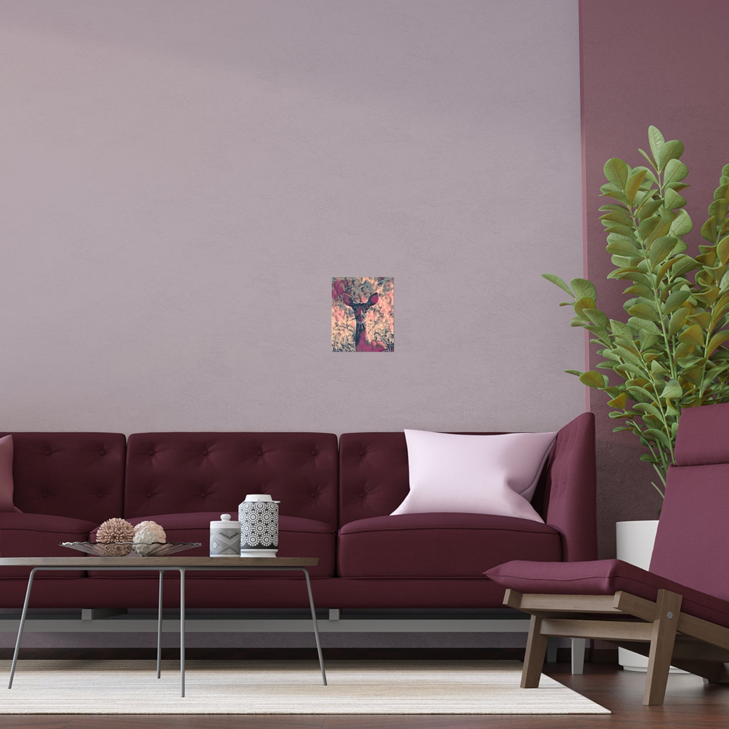 Print Artistic Silk Poster of a Deer, Abstract Wall Art, Home Decor, Nature Lover Gift, Decoration
