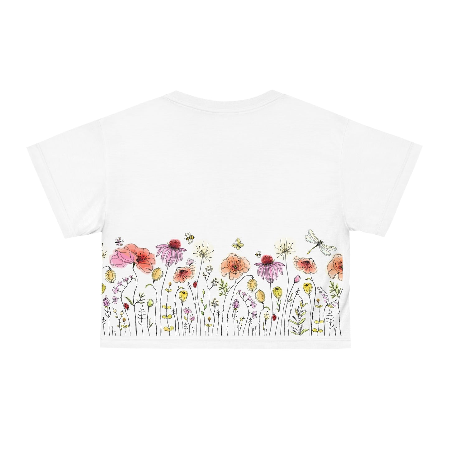 Floral Crop Tee, Perfect for Spring Outfits, Garden Lovers Shirt, Boho Chic Style, Customizable Floral Design, Women's Summer Shirt, Flower