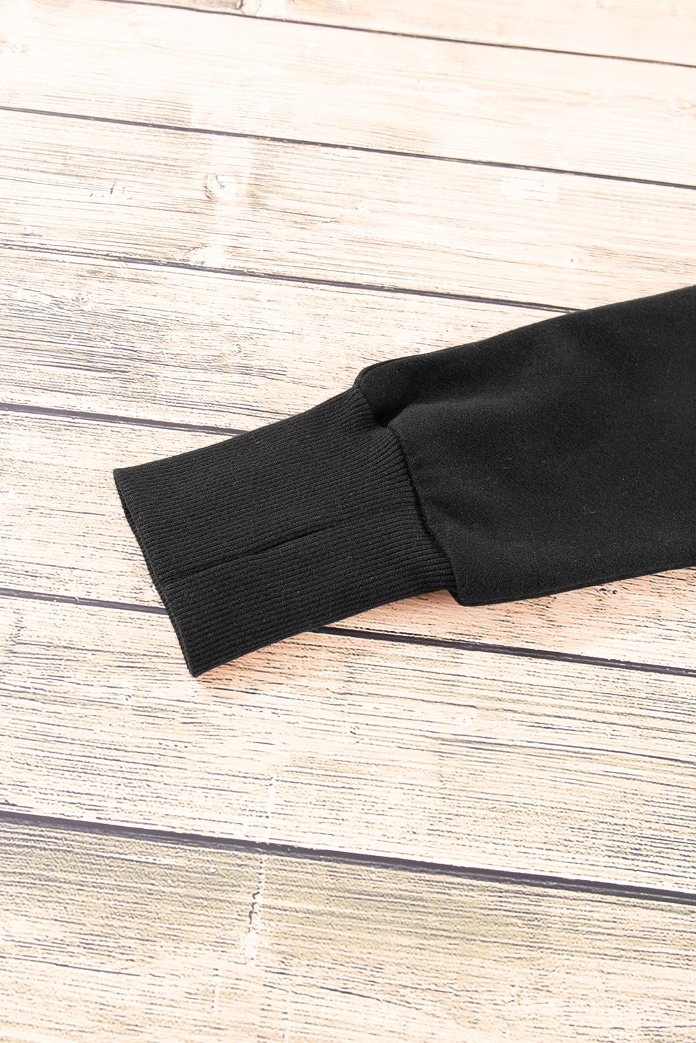 Green Fleece Lined Zip Up Stand Collar Thumbhole Sleeve Sweatshirt