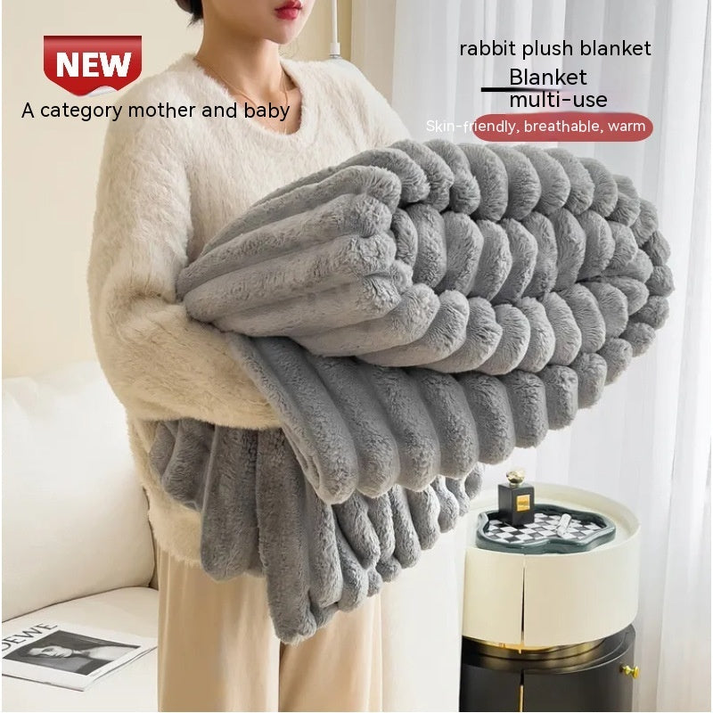 Soft Bubble Velvet Blanket Warm Solid Double-sided Thickening Cover Throw