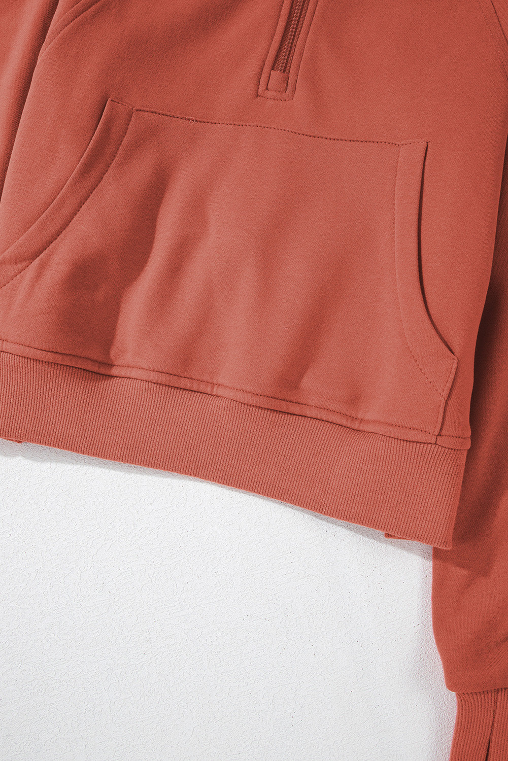 Green Fleece Lined Zip Up Stand Collar Thumbhole Sleeve Sweatshirt
