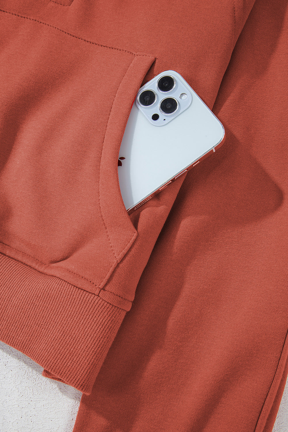 Green Fleece Lined Zip Up Stand Collar Thumbhole Sleeve Sweatshirt