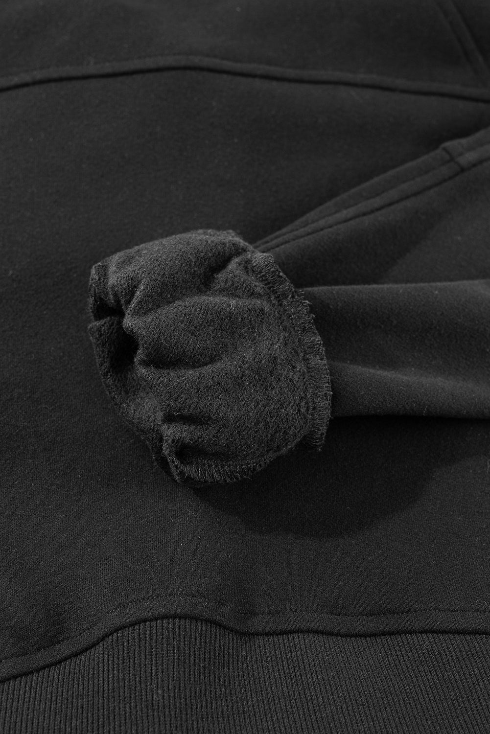 Green Fleece Lined Zip Up Stand Collar Thumbhole Sleeve Sweatshirt