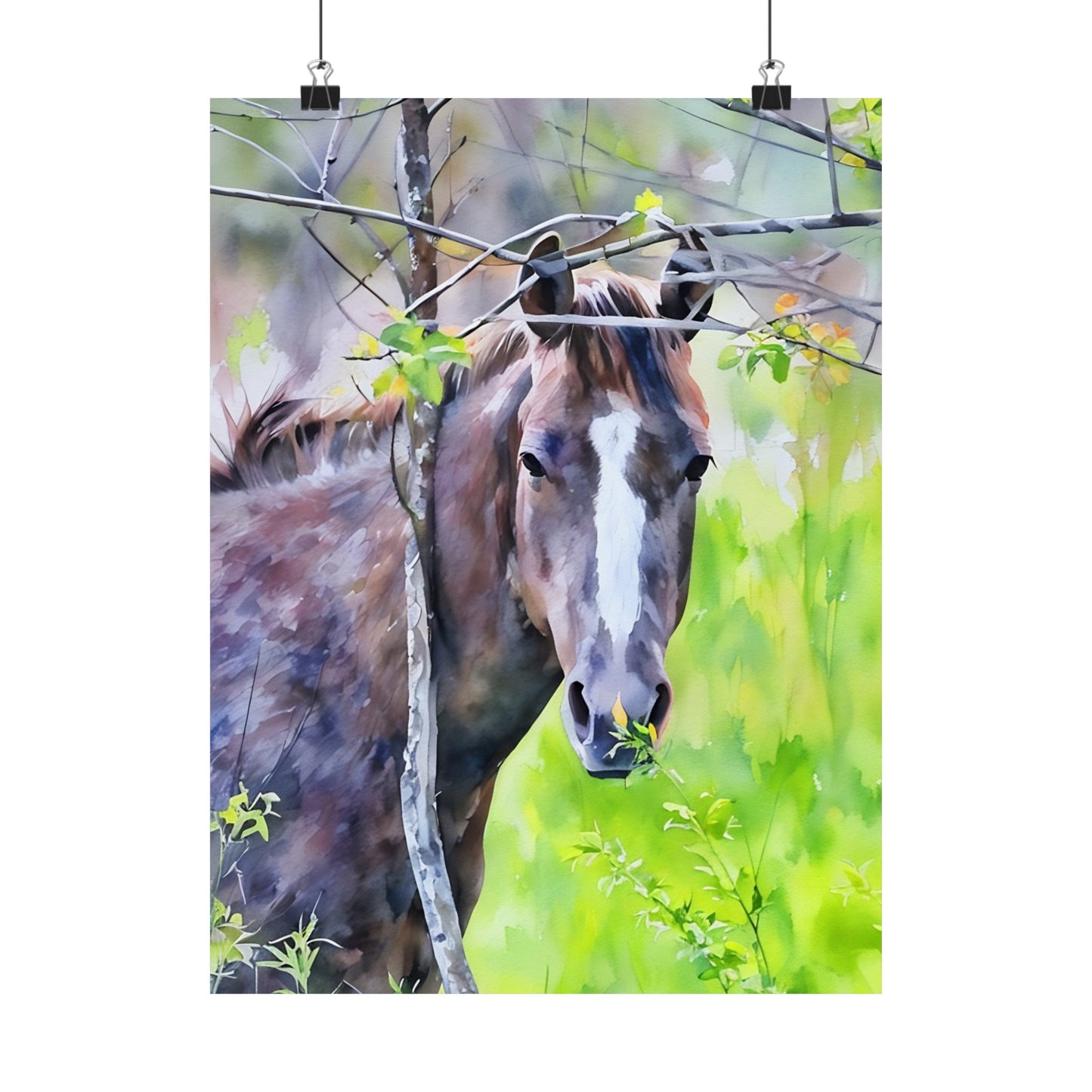 Matte Vertical Posters Horse in field