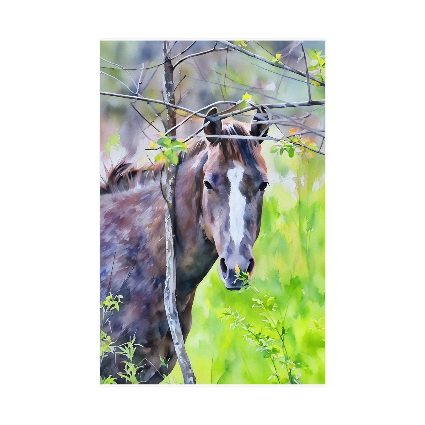 Matte Vertical Posters Horse in field