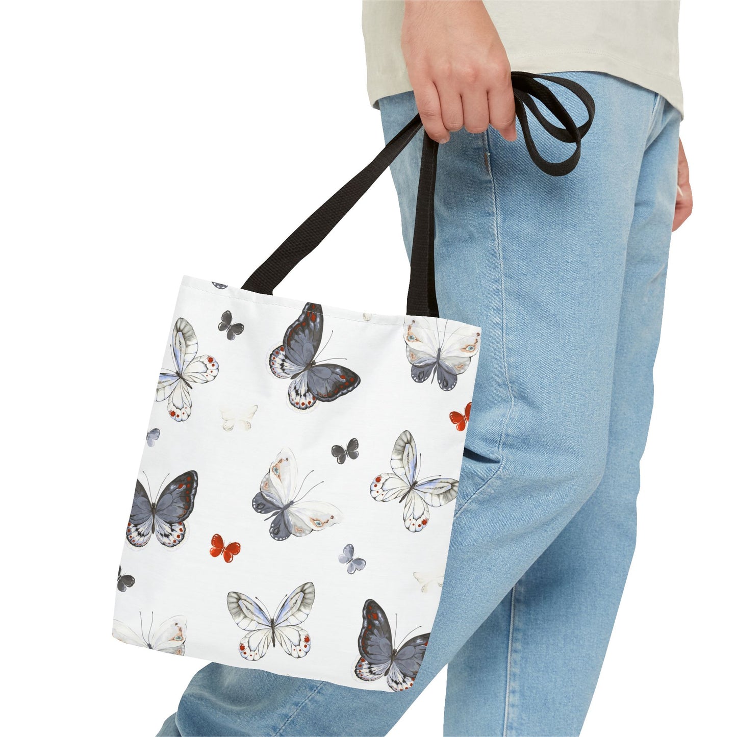 Butterfly Print Tote Bag - Stylish Shopping Bag, Eco-Friendly Carryall, Butterfly Lover Gift, Spring Accessories, Floral Design