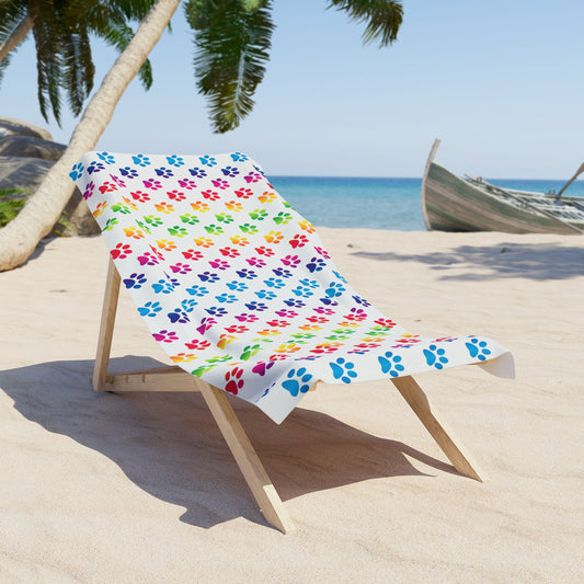 Beach Towel Rainbow Paw Prints Cat Dog Pride