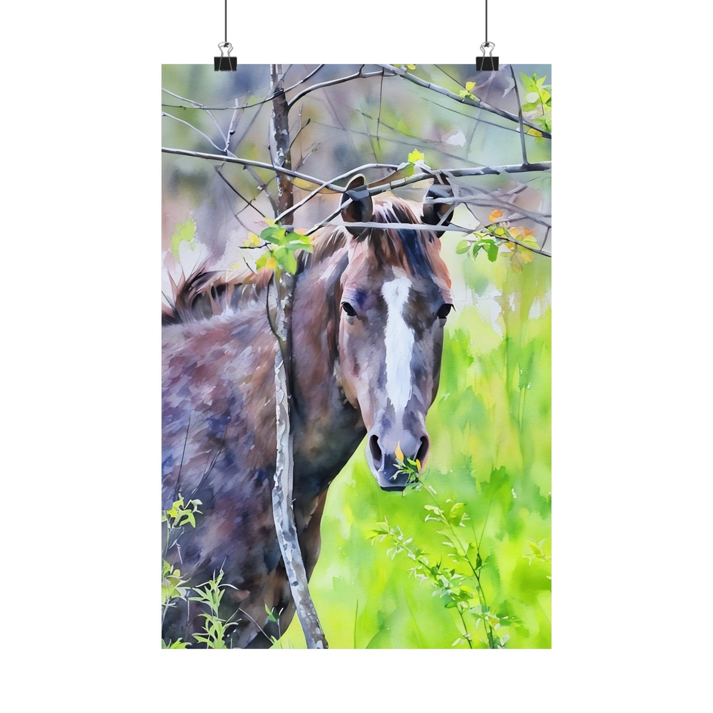 Matte Vertical Posters Horse in field