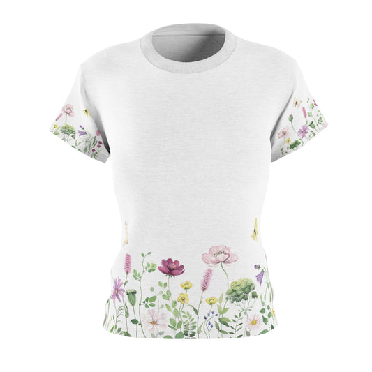 Floral Garden Tee - Nature-Inspired Women's Cut & Sew T-Shirt for Summer Days, Gift for Nature Lovers, Casual Wear, Eco-Friendly Comfort