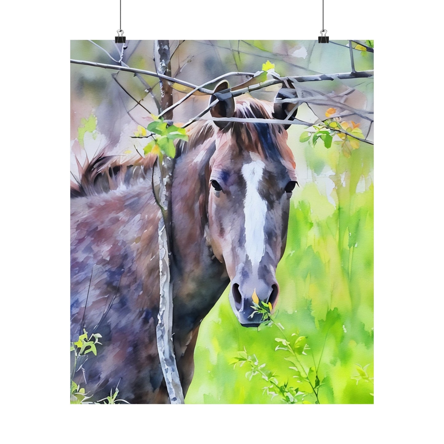 Matte Vertical Posters Horse in field