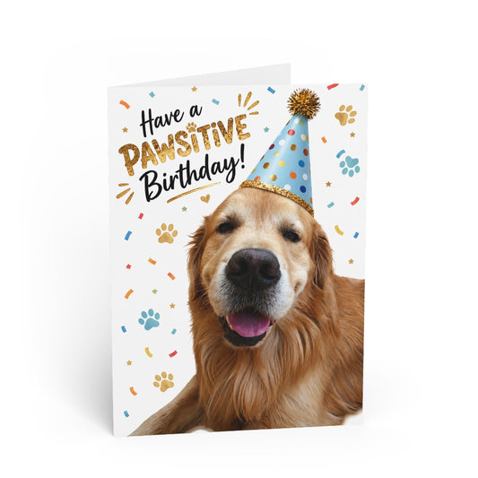 Birthday Card — "Have a Pawsitive Birthday!" Dog Photo Card for Pet Lovers