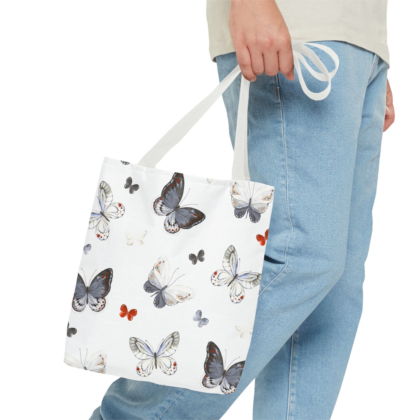 Butterfly Print Tote Bag - Stylish Shopping Bag, Eco-Friendly Carryall, Butterfly Lover Gift, Spring Accessories, Floral Design