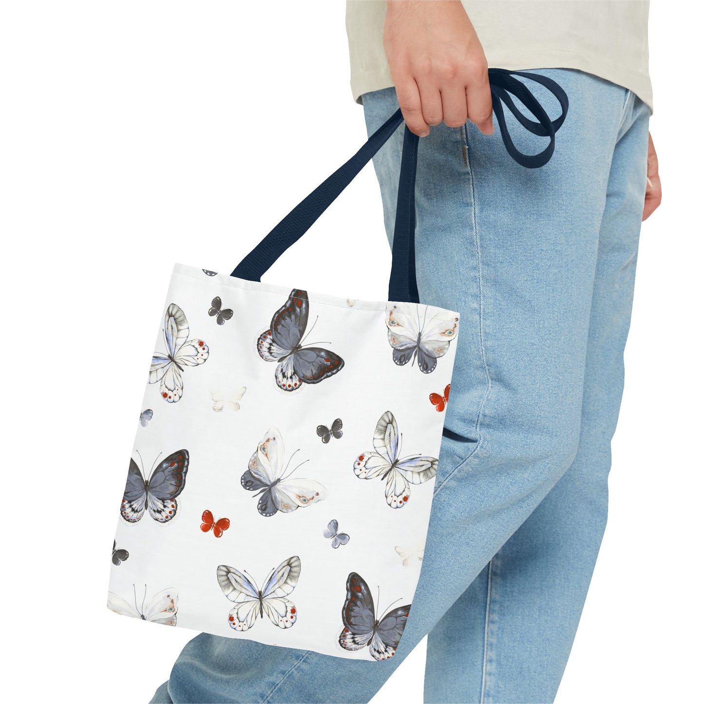 Butterfly Print Tote Bag - Stylish Shopping Bag, Eco-Friendly Carryall, Butterfly Lover Gift, Spring Accessories, Floral Design