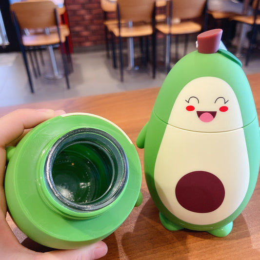 Z Cute Cartoon Avocado Glass Double Layer