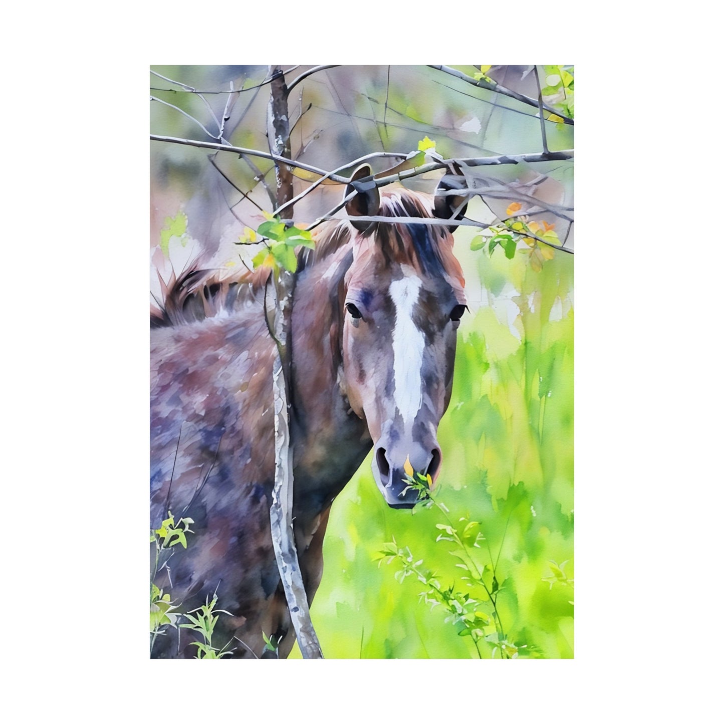 Matte Vertical Posters Horse in field