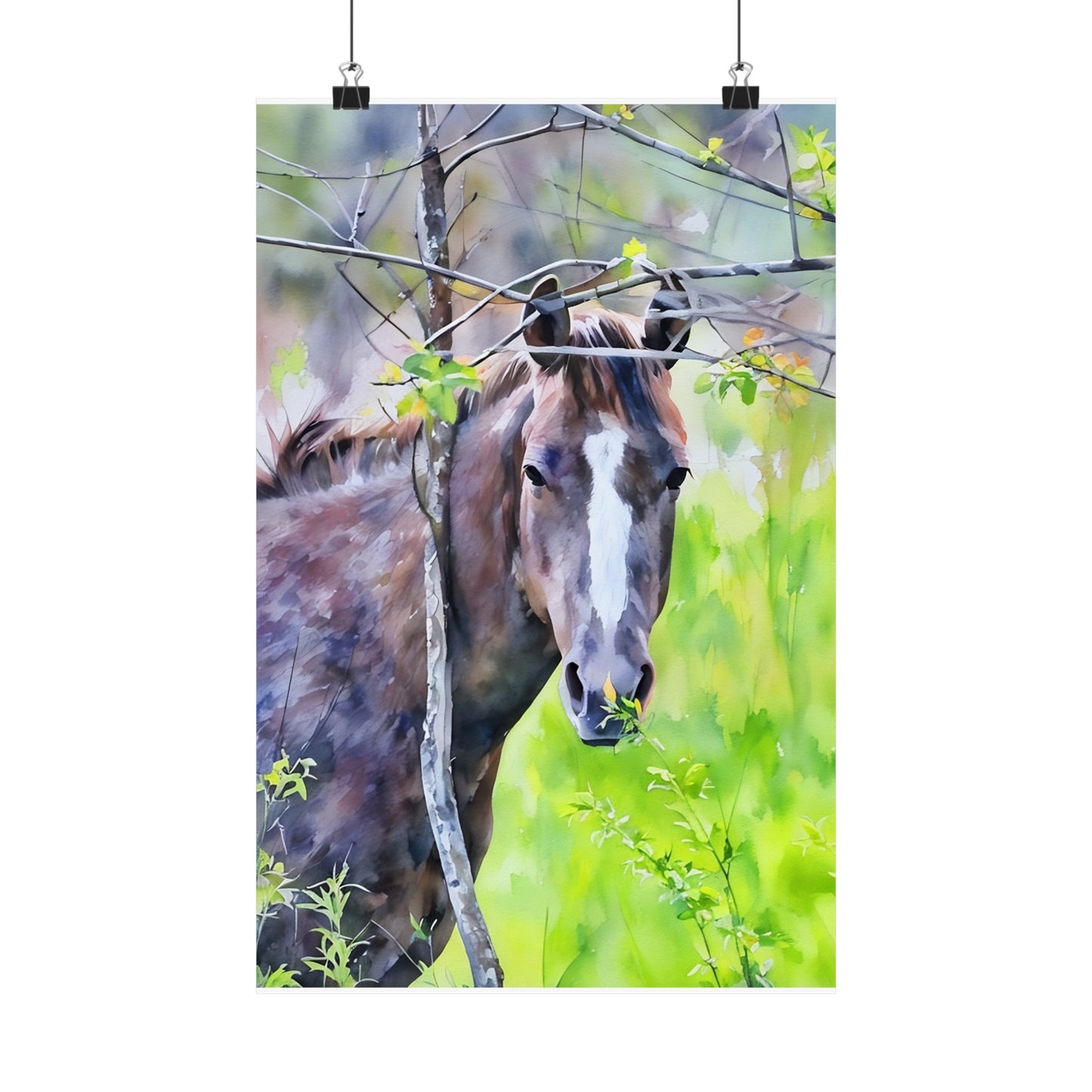 Matte Vertical Posters Horse in field