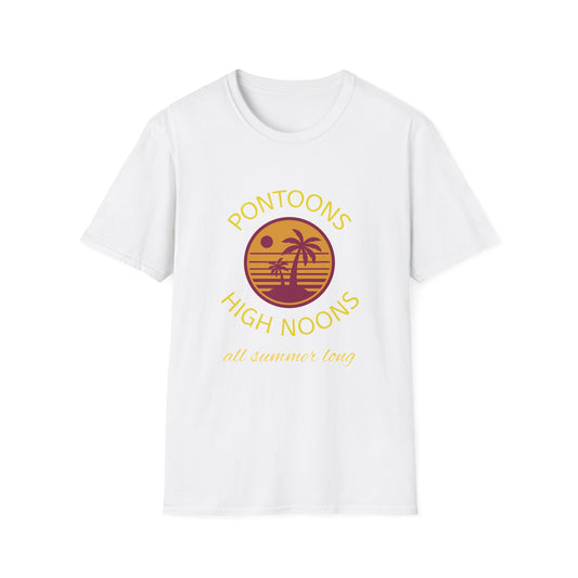 High Noons and Pontoons Summer Vibes Unisex T-Shirt - Beach, Vacation, Relaxation, Gift, Graphic Tee