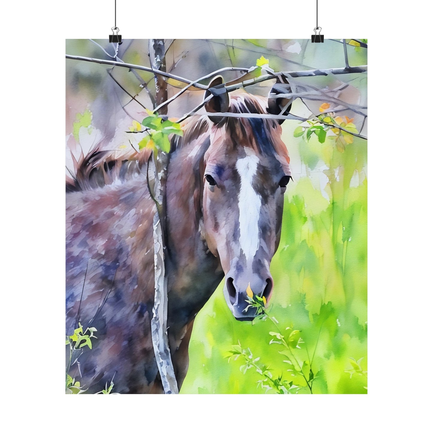 Matte Vertical Posters Horse in field