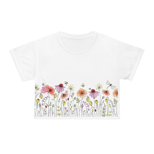 Floral Crop Tee, Perfect for Spring Outfits, Garden Lovers Shirt, Boho Chic Style, Customizable Floral Design, Women's Summer Shirt, Flower