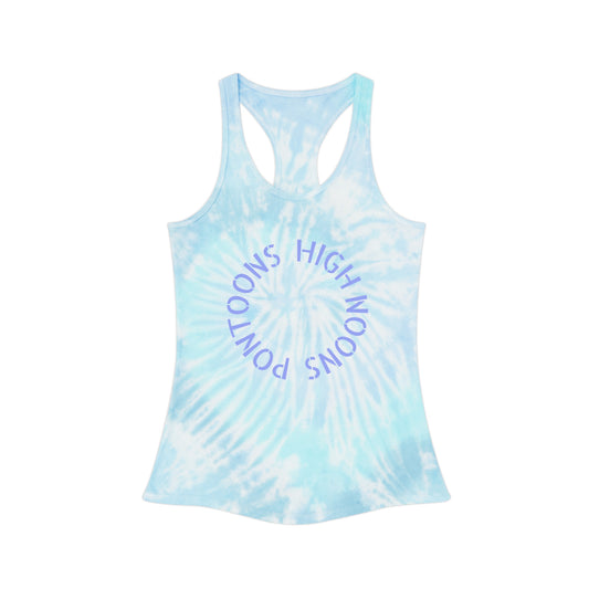 Pontoons and High Noons Tie Dye Racerback Tank Top - Chill Summer Vibe for Outdoor Fun
