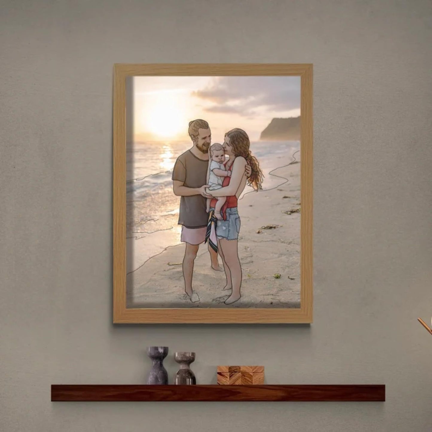 Photo Personalized Light Painting Custom  Painting Led Glowing  Frame Art Light Decoration Christmas