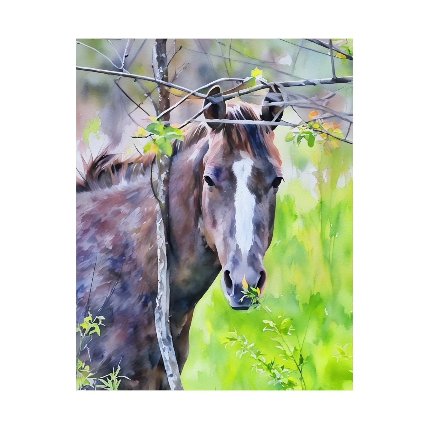 Matte Vertical Posters Horse in field