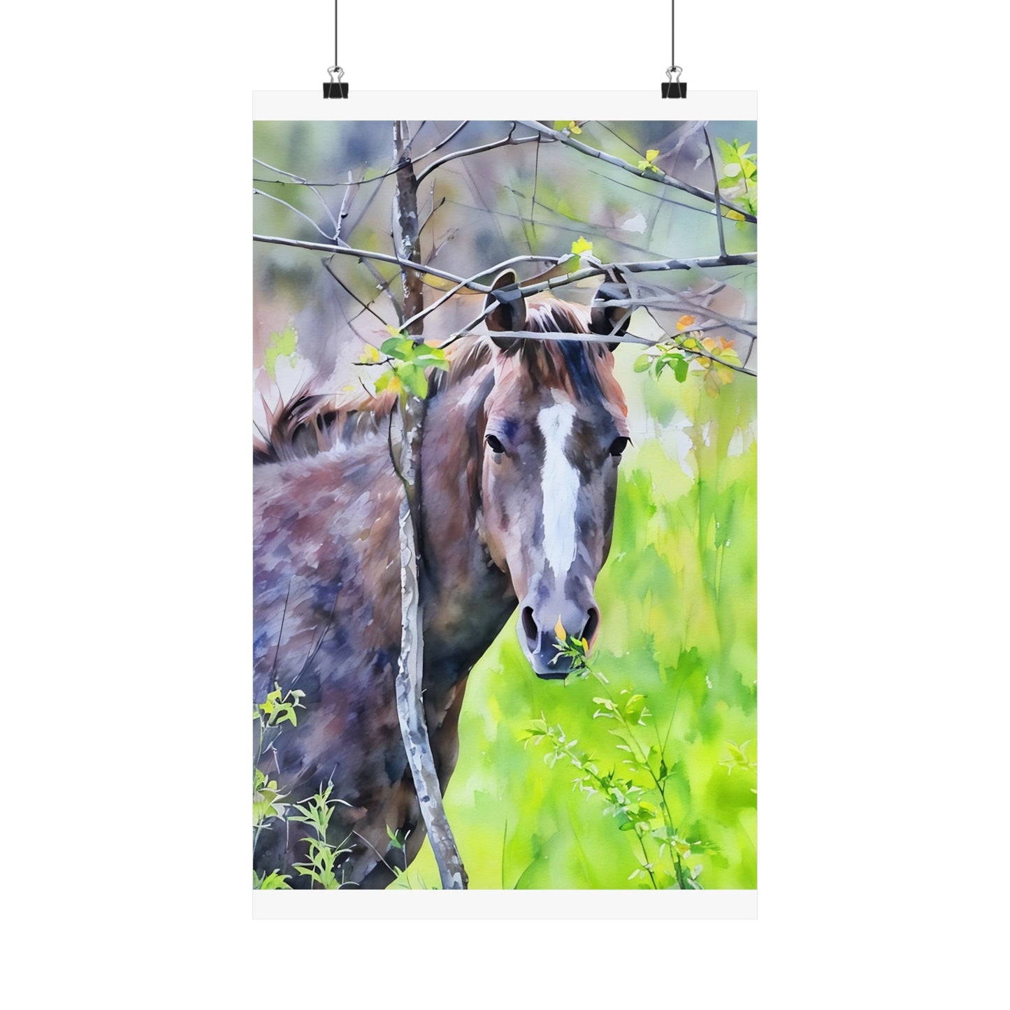 Matte Vertical Posters Horse in field