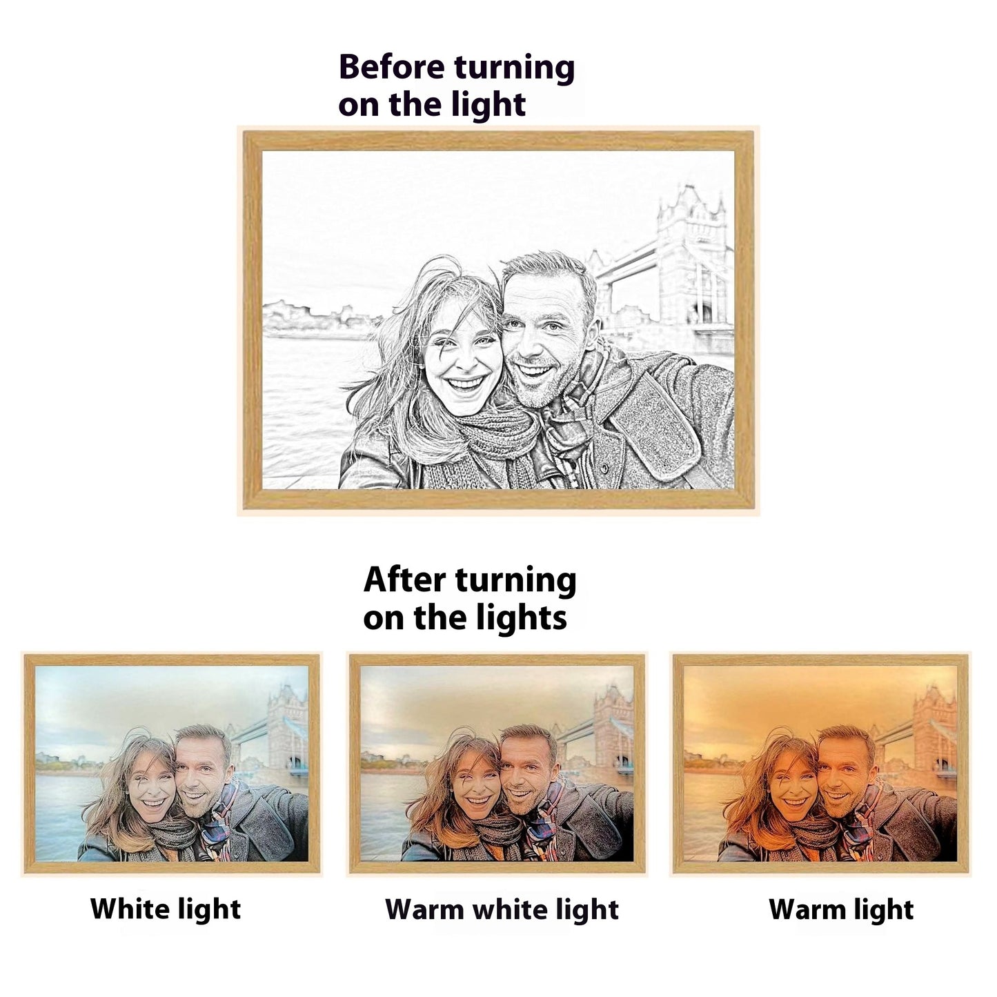 Photo Personalized Light Painting Custom  Painting Led Glowing  Frame Art Light Decoration Christmas