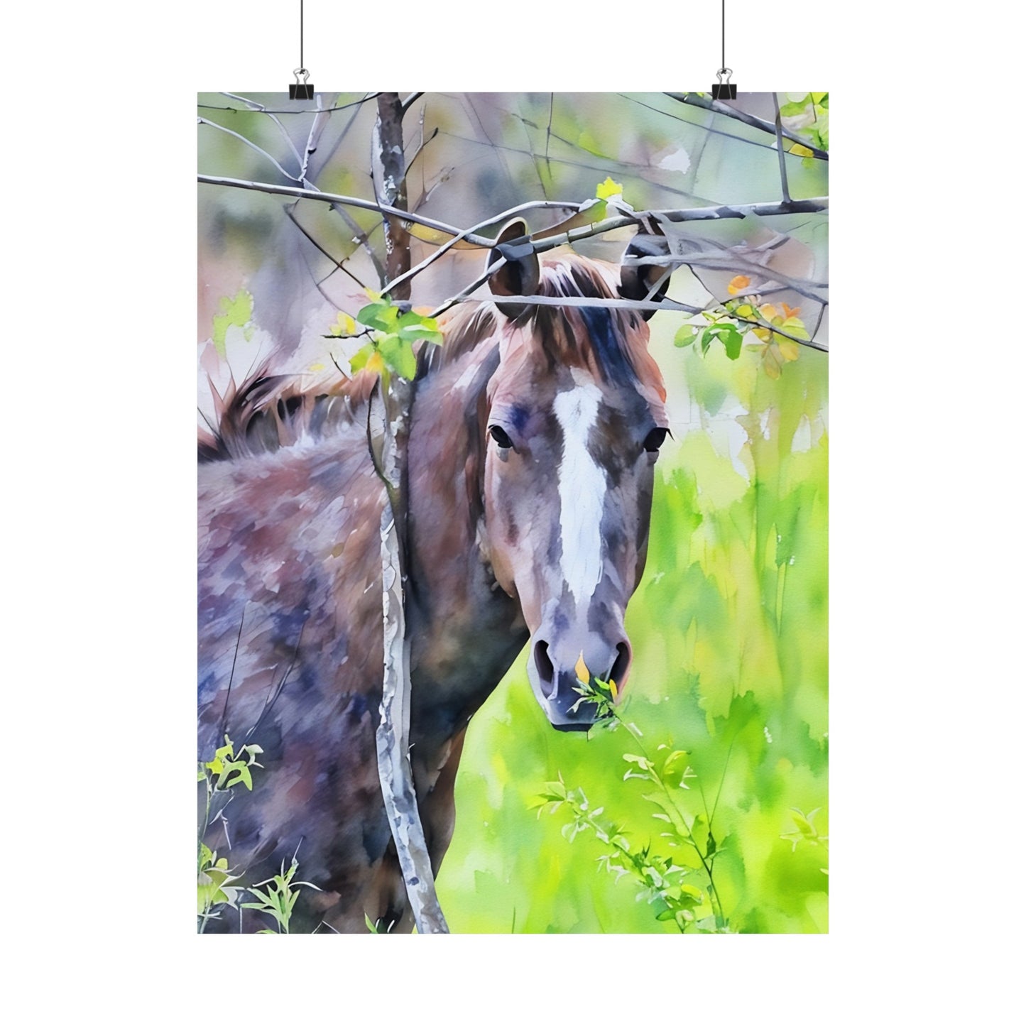 Matte Vertical Posters Horse in field
