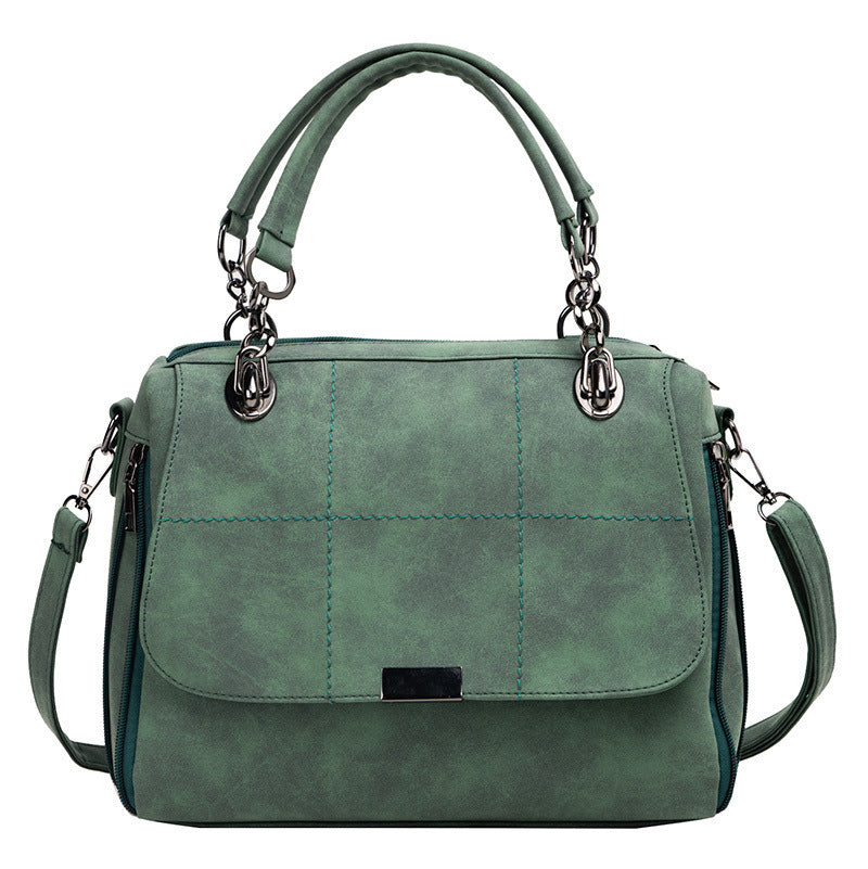 Handbag Matte Women Female Shoulder Bags Large Capacity Matcha Green PU Leather Lady Totes Boston Bag for Travel