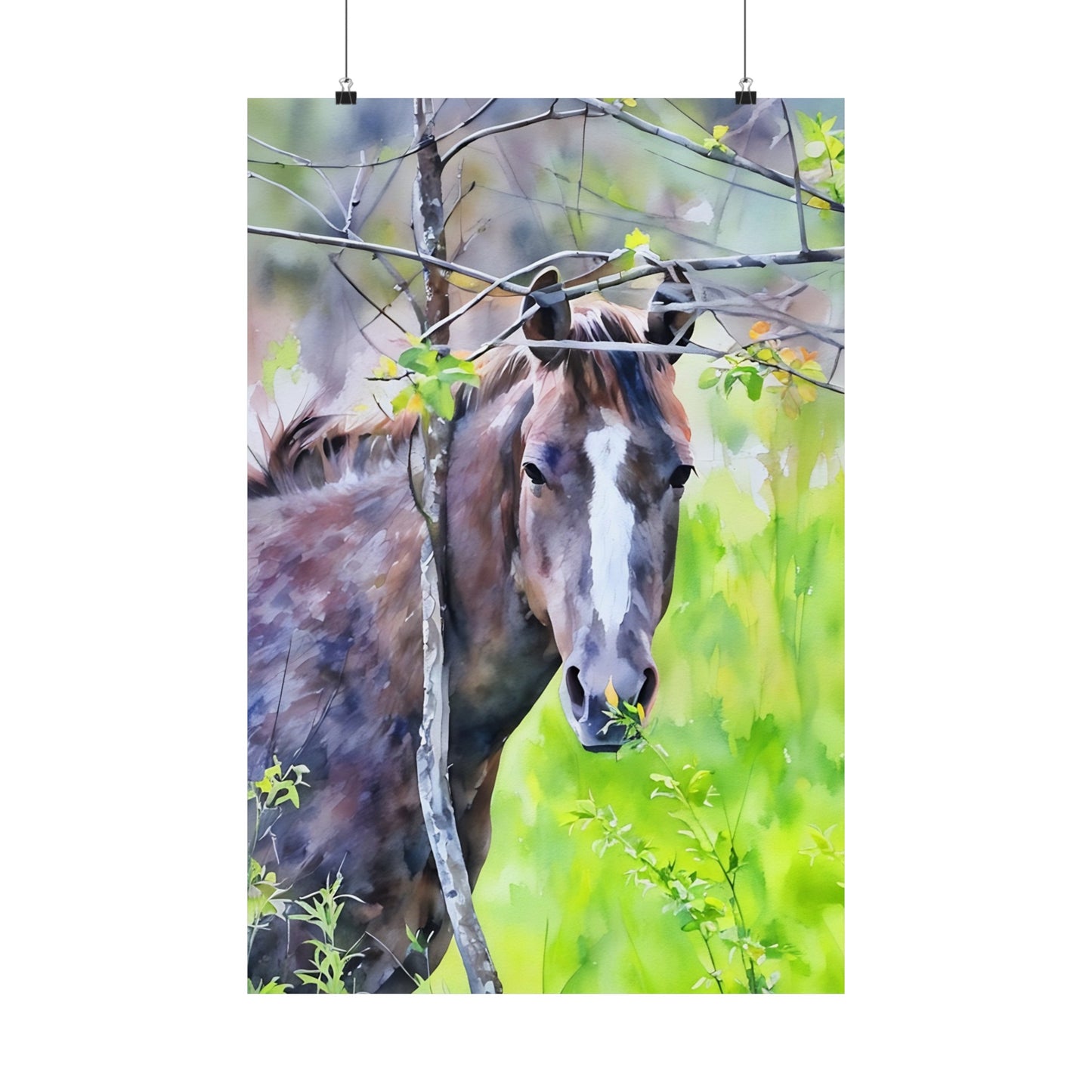 Matte Vertical Posters Horse in field