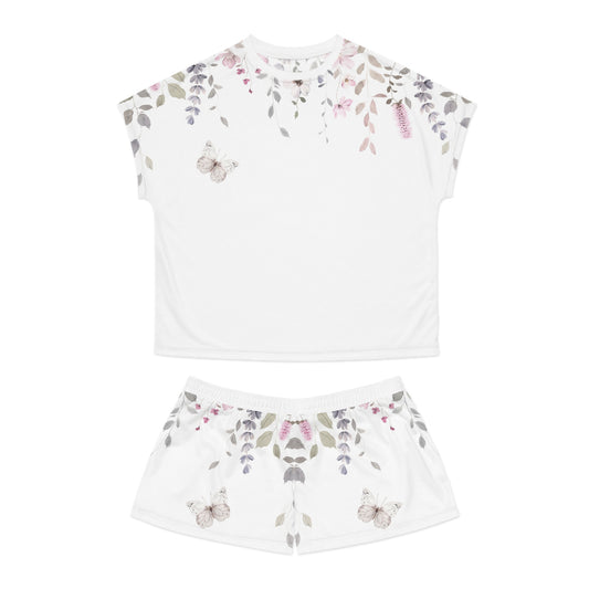 Floral Women's Short Pajama Set | Cozy Sleepwear, Cute Loungewear, Butterfly Print, Summer Nights, Gift for Her