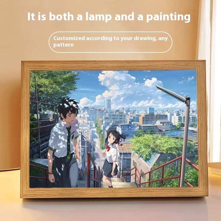 Photo Personalized Light Painting Custom  Painting Led Glowing  Frame Art Light Decoration Christmas