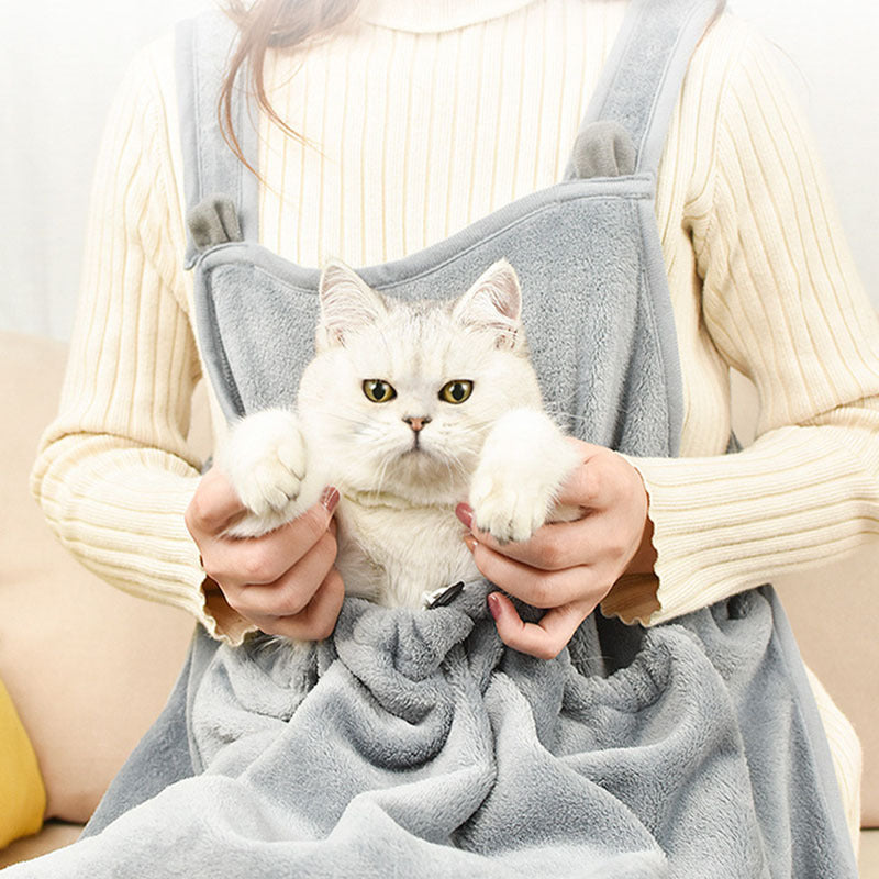 Cat Pouch Clothes Pets Apron Non-stick Anti-grab Soft Plush Camisole Pinafore For Pets