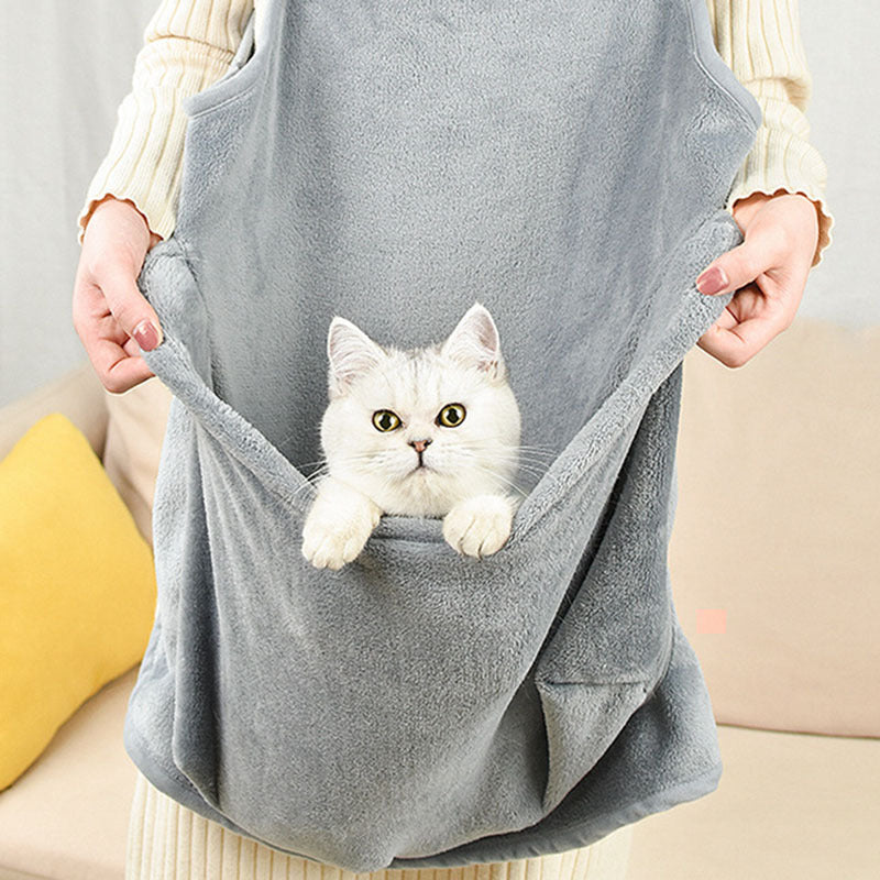 Cat Pouch Clothes Pets Apron Non-stick Anti-grab Soft Plush Camisole Pinafore For Pets
